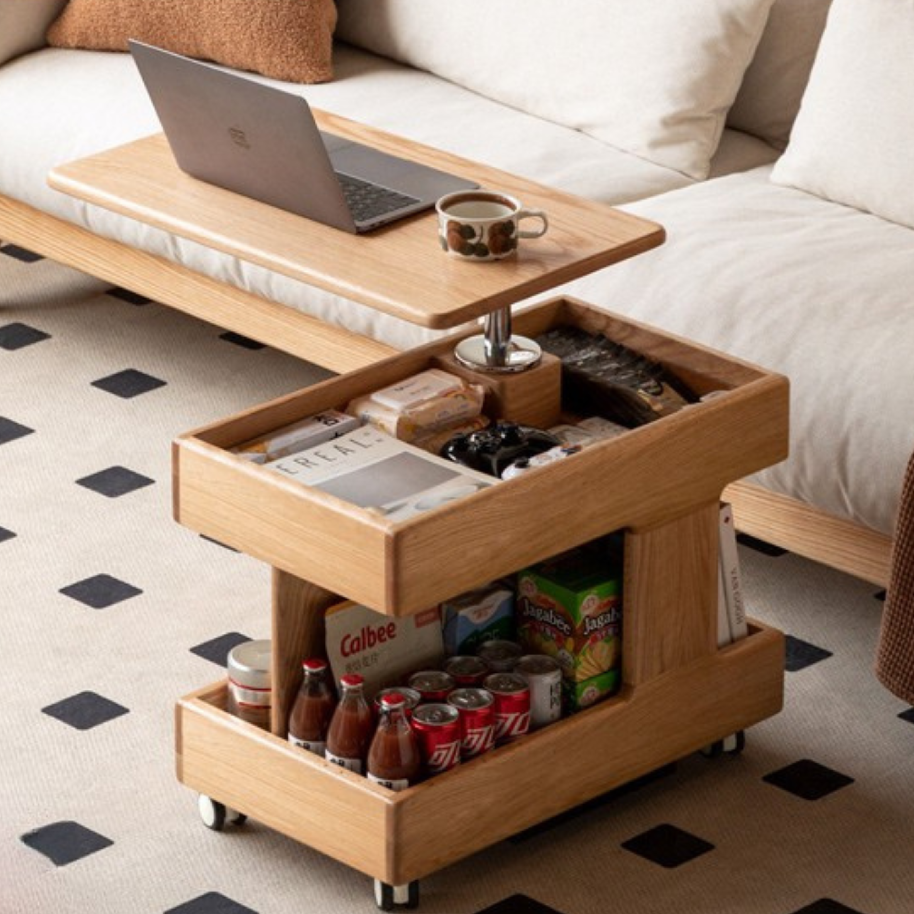 Oak, Ash, Cherry, Black Walnut Solid Wood Rotating Side Table