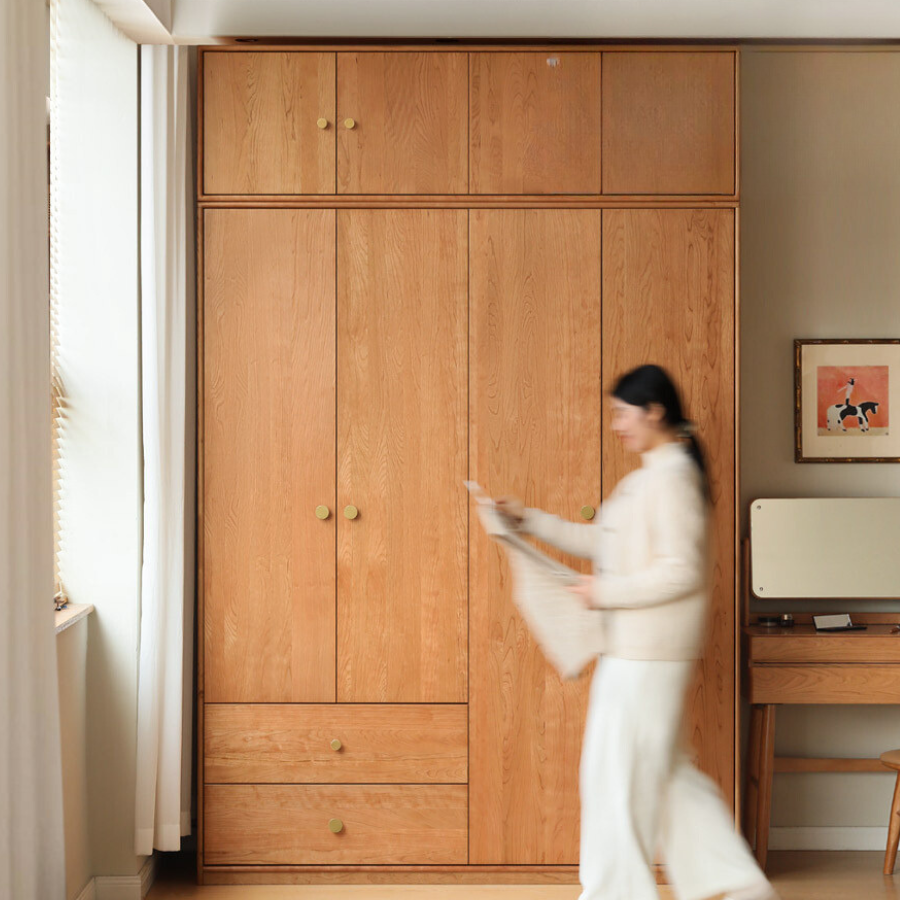Сherry Solid Wood Exquisite Wardrobe.