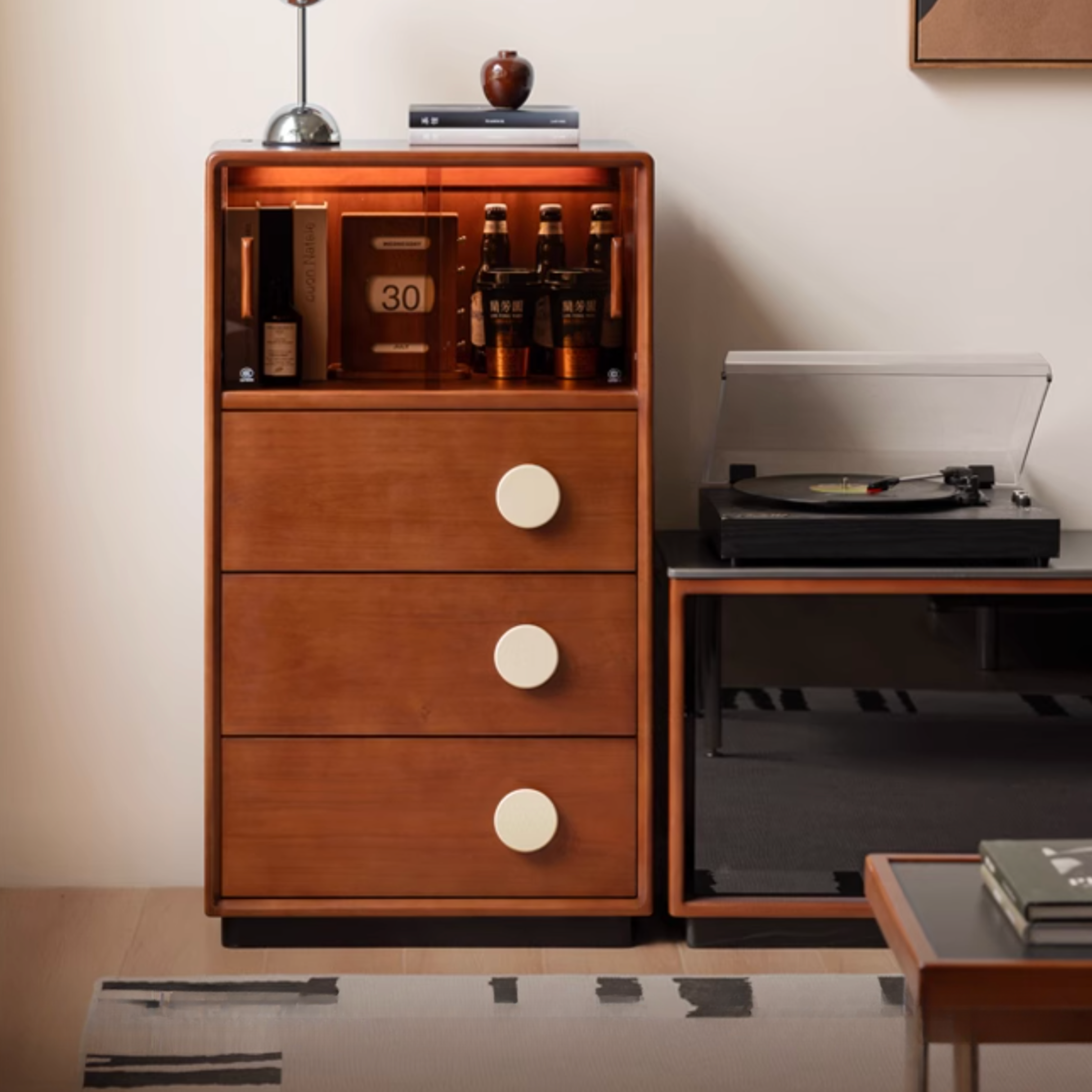 Poplar Solid Wood Middle Ages Side Cabinet.