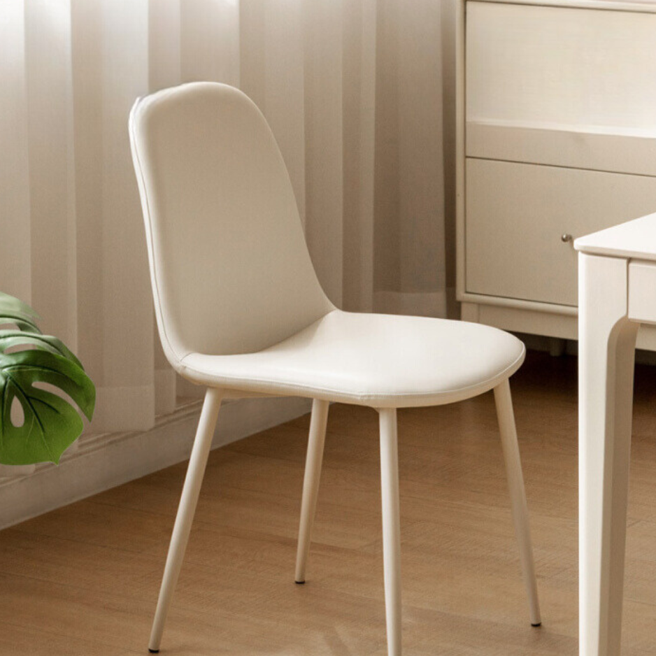 4pcs Organic Leather Cream Style Iron Dining Chair