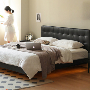 Black High-end Leather Suspension Bed