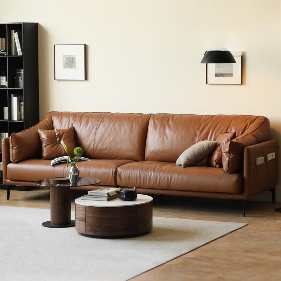 leather sofa modern simple living room first layer down cowhide sofa home straight leather sofa