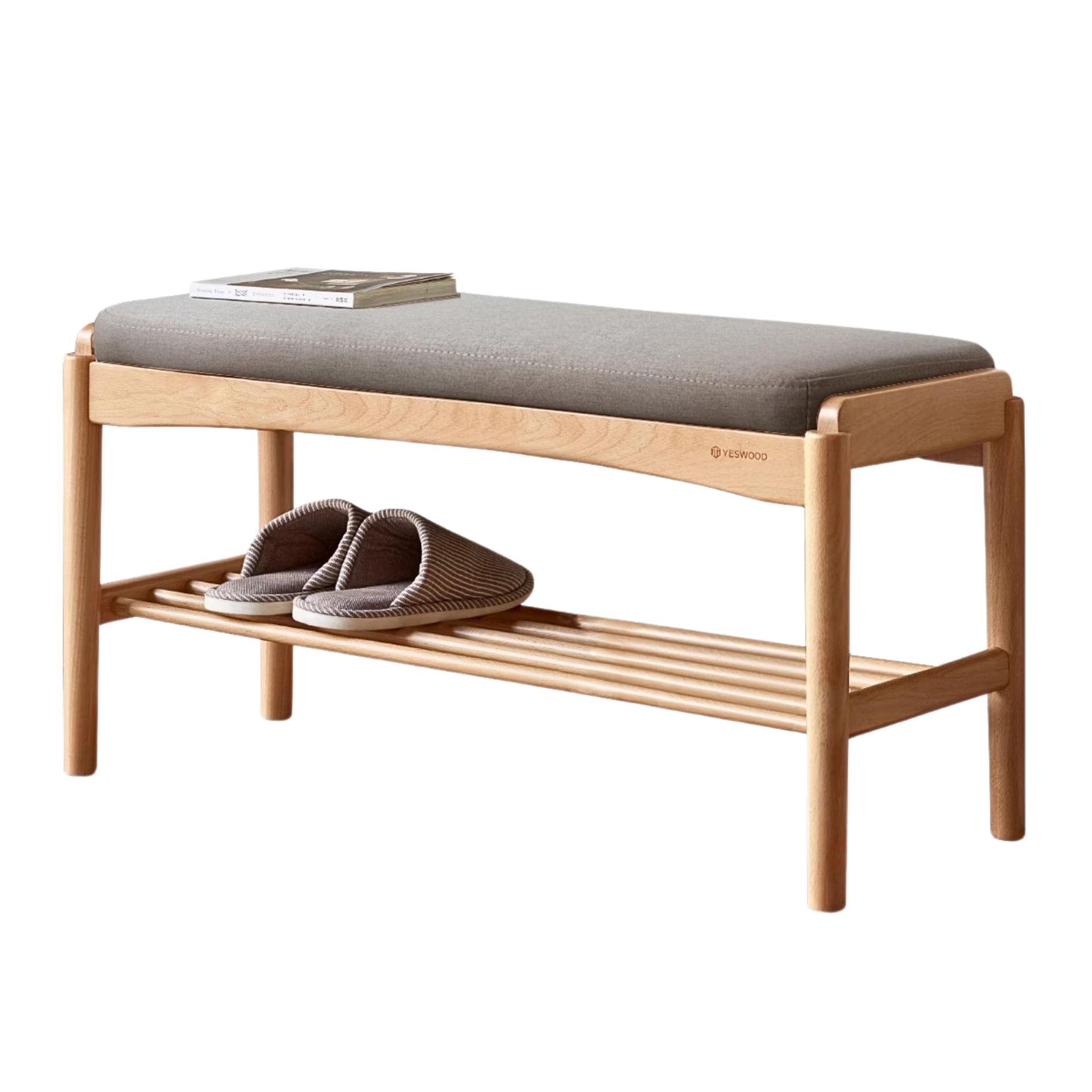 Back Walnut, Oak, Beech, Cherry Solid Wood Shoe Storage Bench