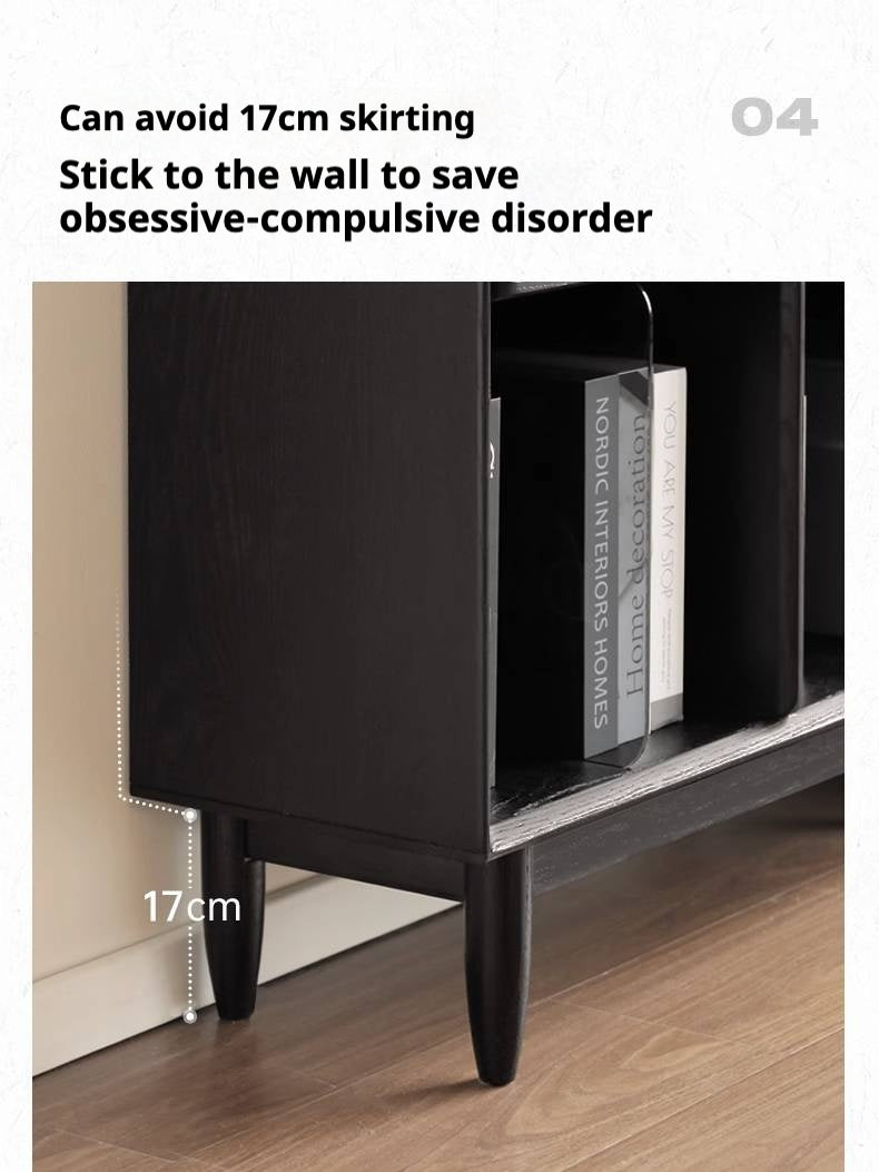 Oak Solid Wood Black Modern Bookcase