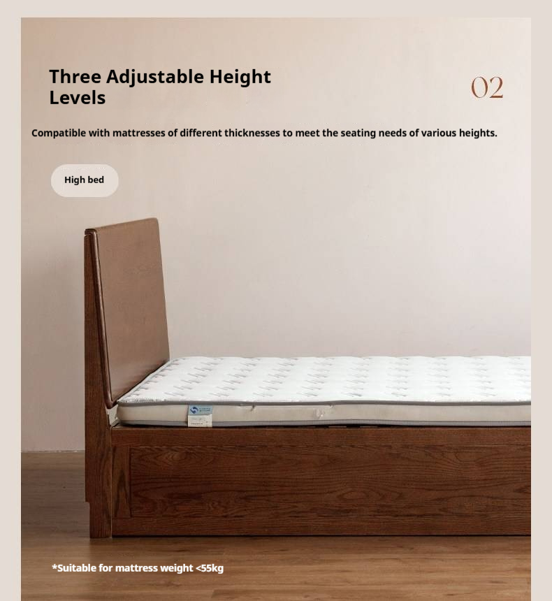 Oak Solid Wood Box Bed — Modern Minimalist Design
