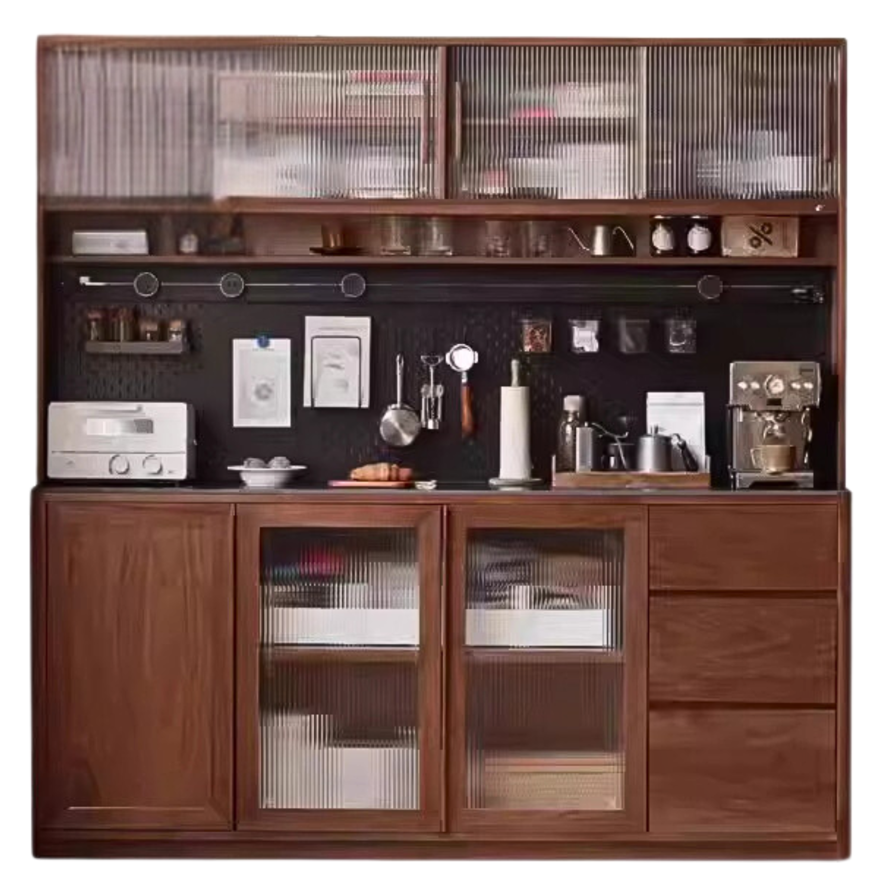 Black Walnut, Ash, Sandalwood Solid Wood Sideboard Hole Storage