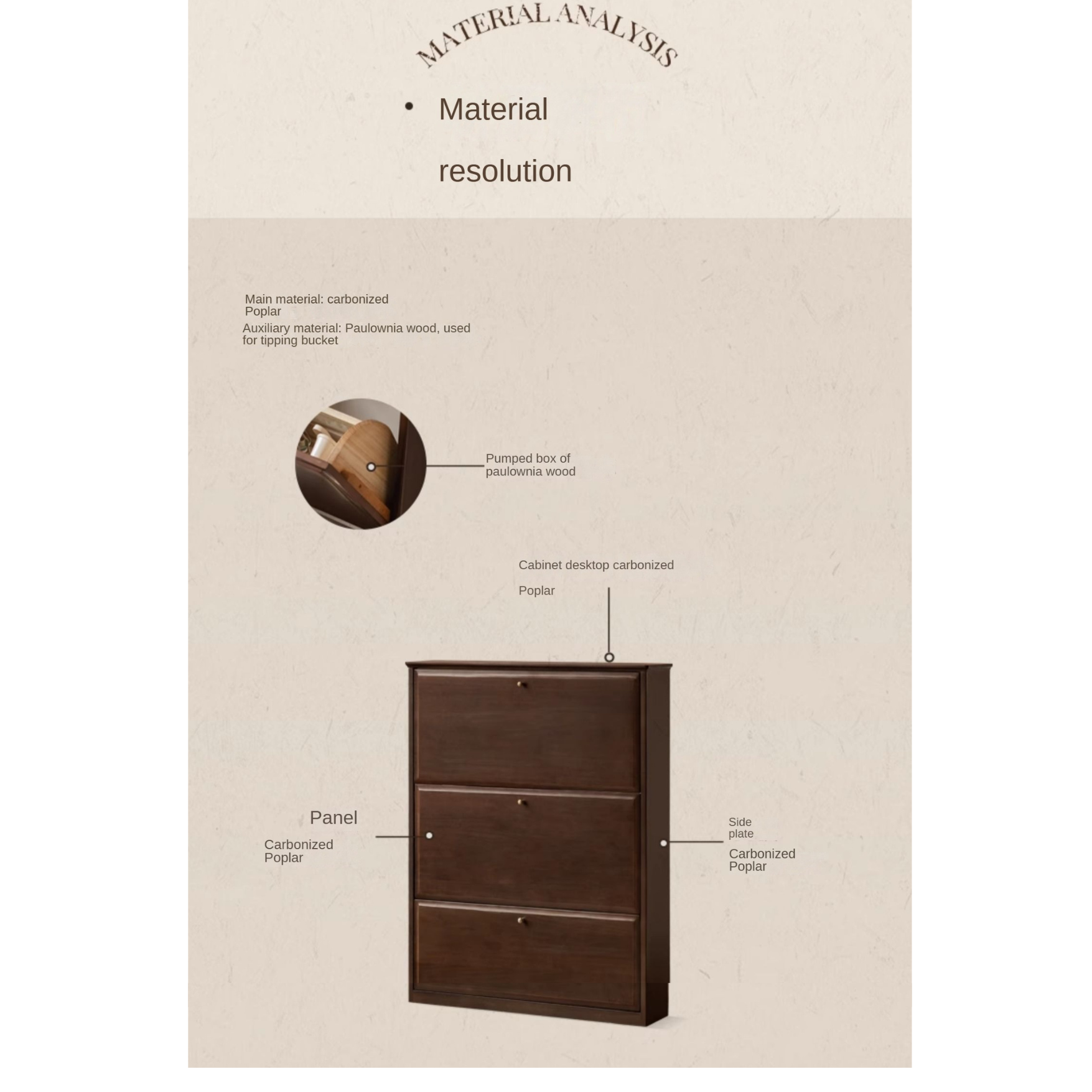 Rubberwood, Poplar Solid Wood Retro Narrow Shoe Cabinet