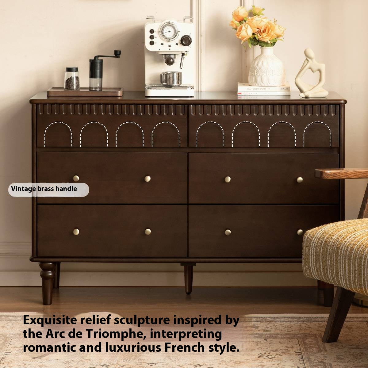 Poplar Solid Wood Retro Style Bucket Cabinet