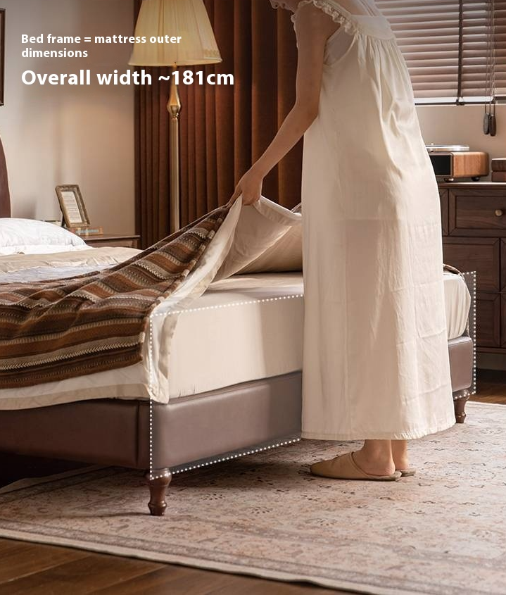 Leather Soft Upholstery, Light Luxury Bed American Retro Style