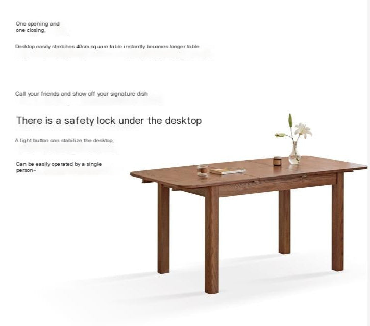 Oak Solid Wood Retractable Dining Table
