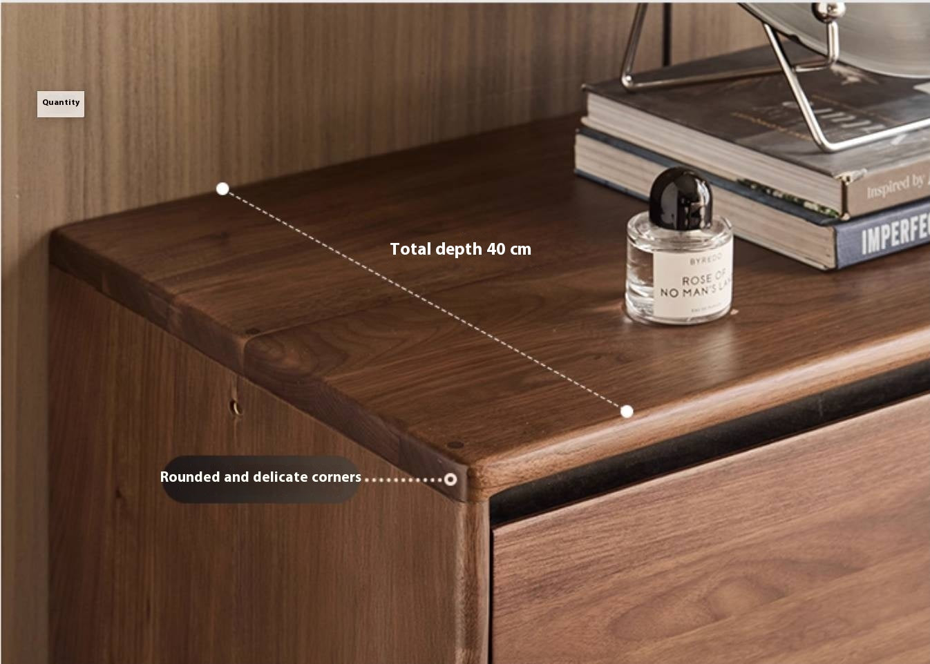 Black Walnut Solid Wood Italian Light Luxury Drawer