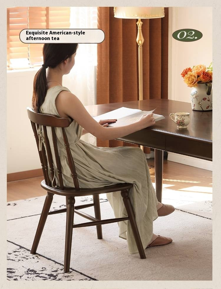 Set 4 pcs Black Walnut Solid Wood Dining Chair