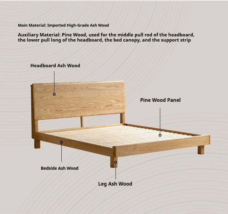 Ash, Beech Solid Wood Modern Simple Luminous Bed