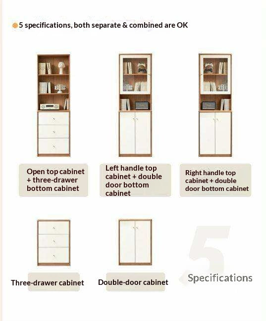Oak Solid Wood, Solid Rubberwood Combination Bookcase