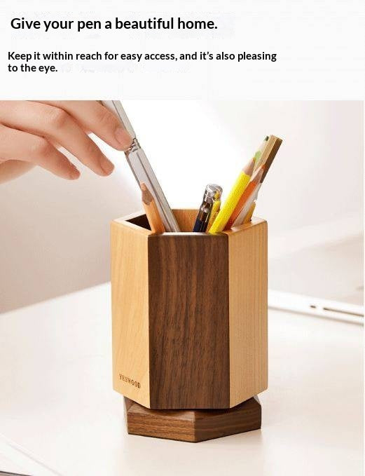 Black Walnut, Maple Solid Wood Rotating Pen Holder