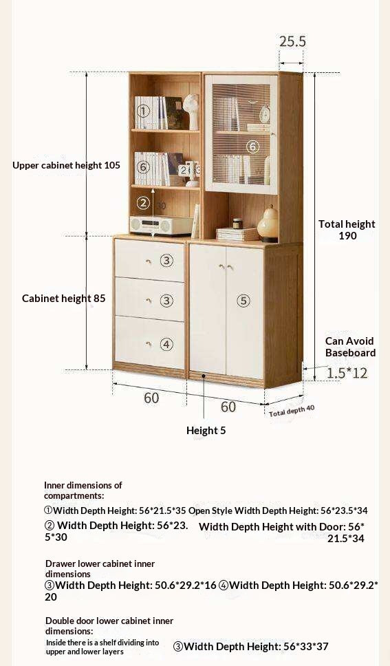 Oak Solid Wood, Solid Rubberwood Combination Bookcase