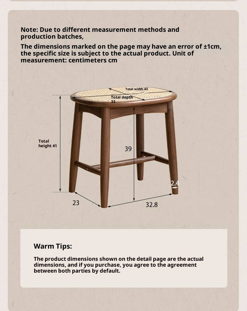 Black Walnut, Oak Solid Wood Modern Makeup Stool