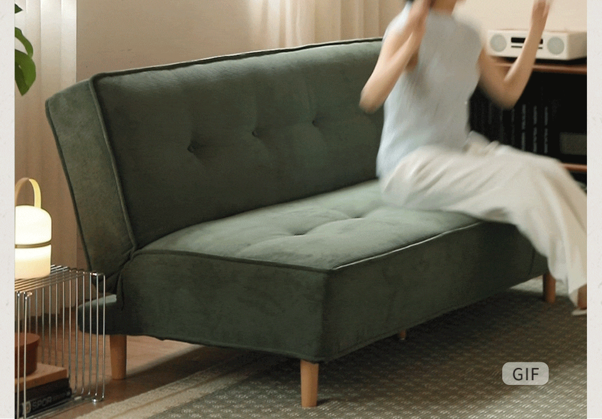 Armless Corduroy Futon Sofa Bed with Adjustable Backrest