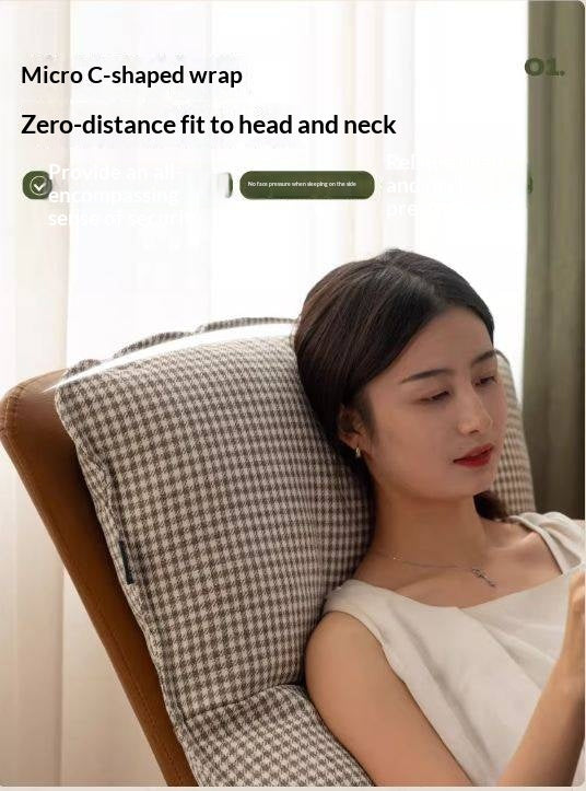 Beech Solid Wood Mid-Century Rocking Accent Chair with Houndstooth Cushion