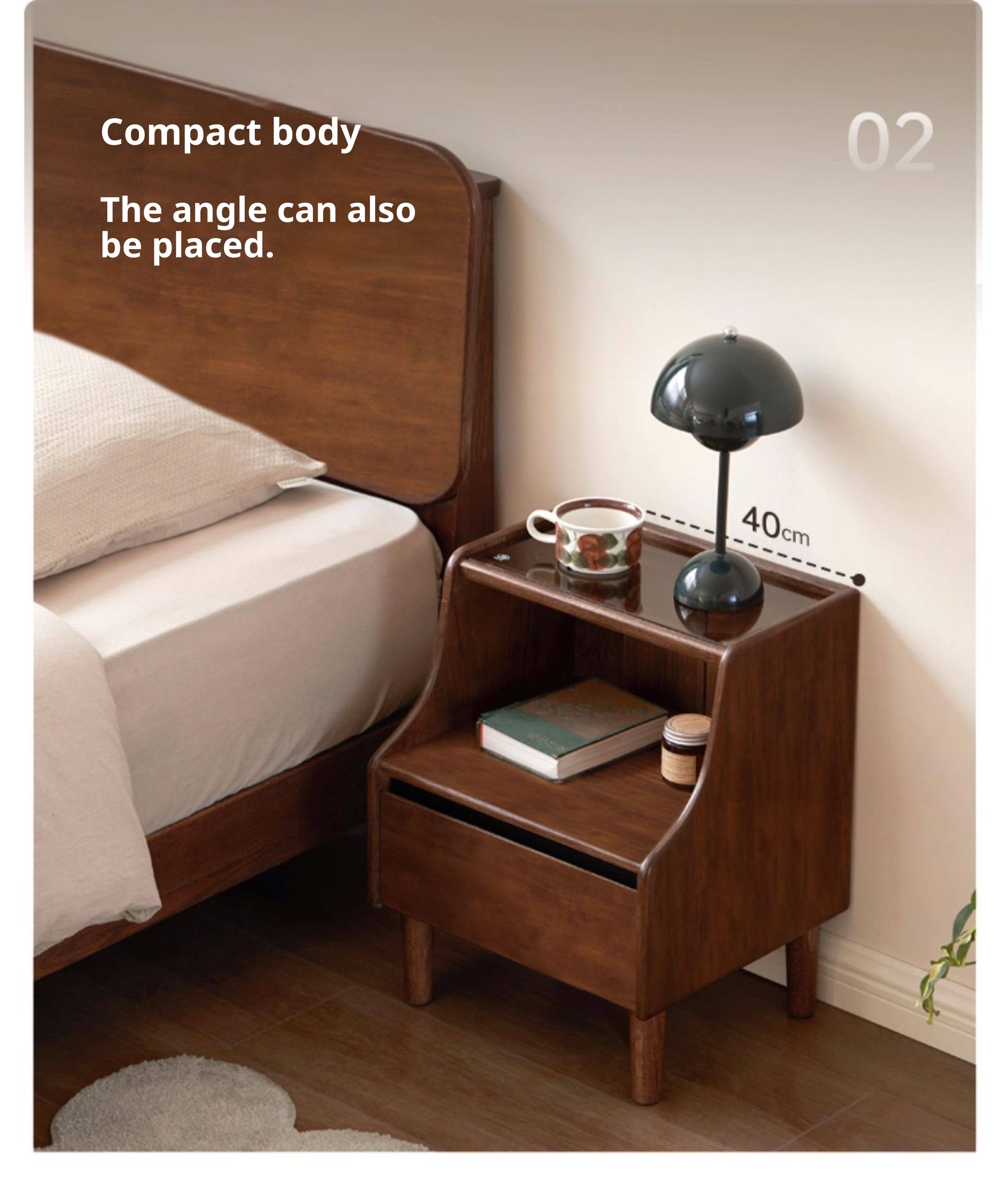 Solid Rubberwood, Oak Solid Wood Nightstand