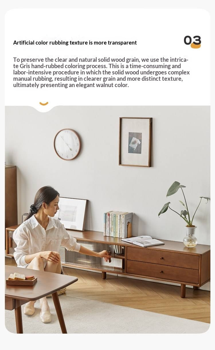 Beech Solid Wood Large TV Cabinet.