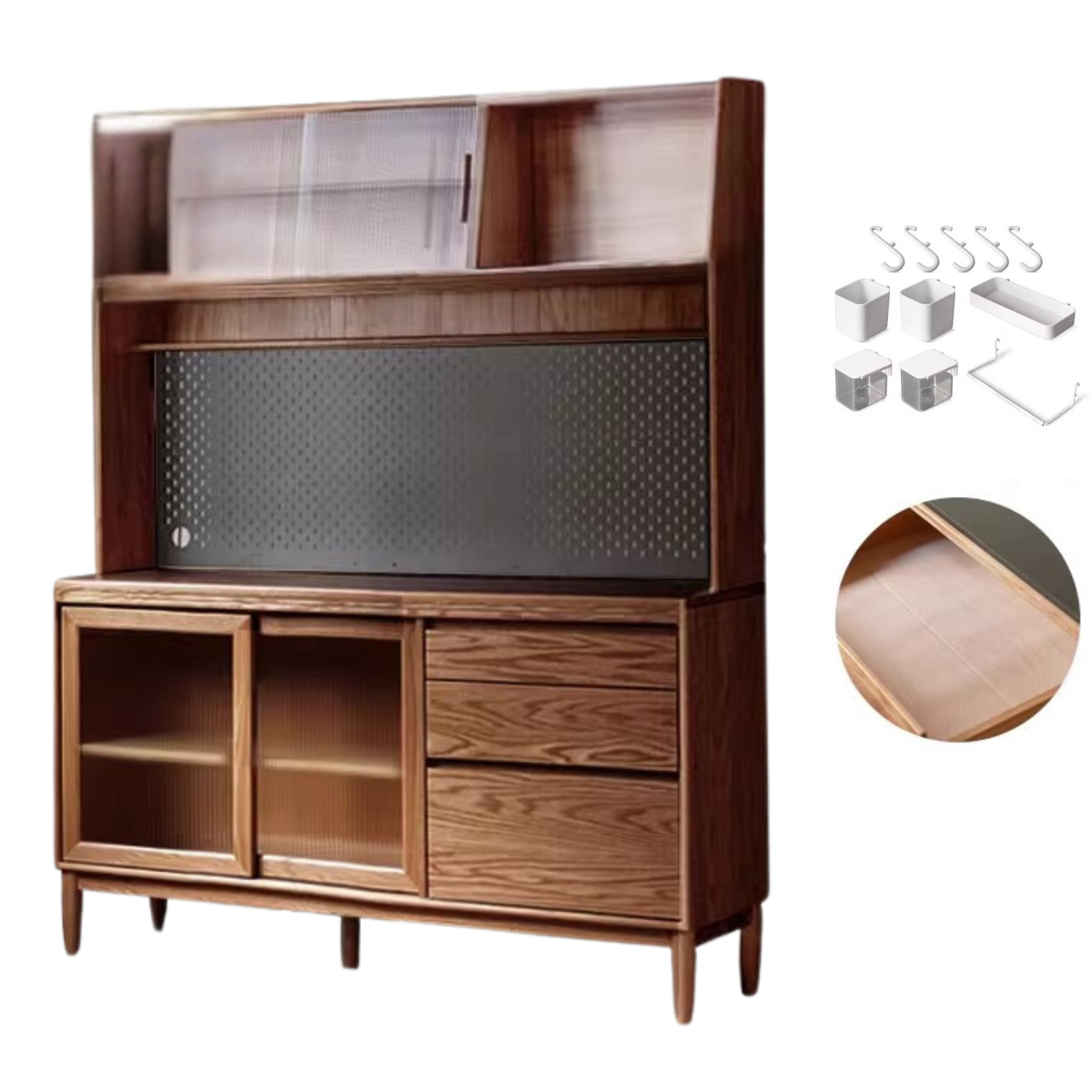 Oak, Ash Solid Wood Large Capacity Storage Sideboard