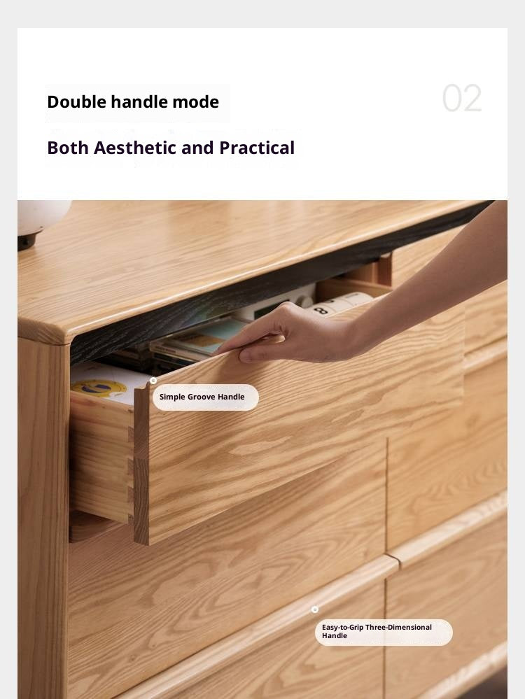 Oak, Ash Solid Wood Modern Storage Drawer Cabinet