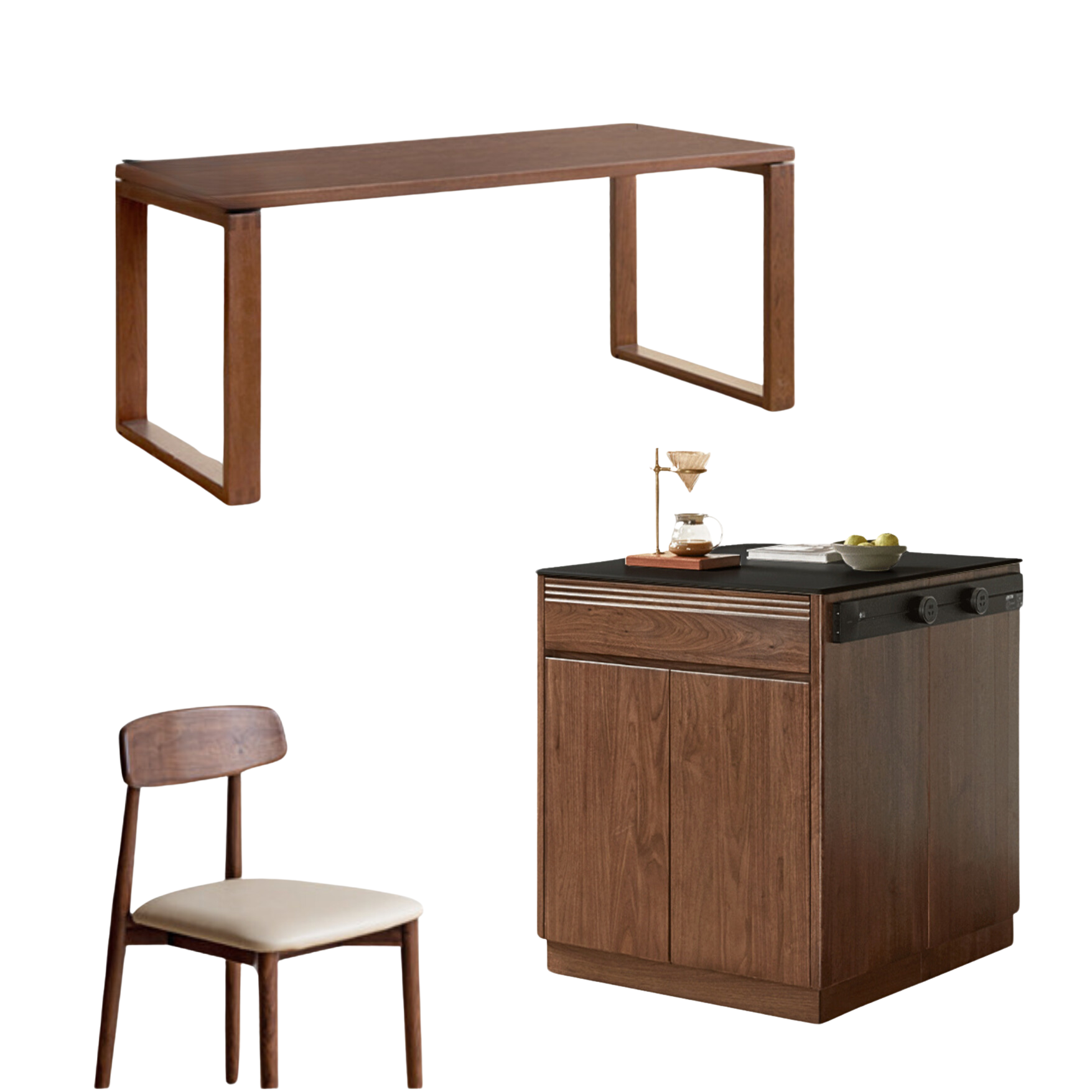 Black Walnut, Oak Solid Wood Island Light Luxury Sideboard
