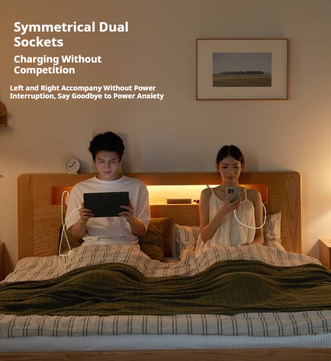 Oak Solid Wood Modern Minimalist Multifunctional with Light Box Bed