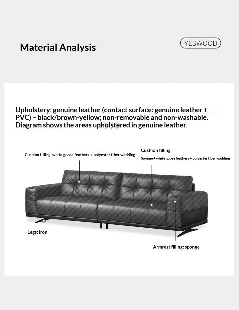 Genuine Leather Biscuit Tufted Sofa with Track Arms