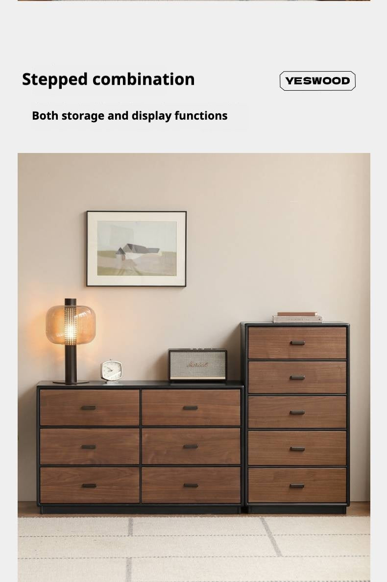 Oak Solid Wood Italian Light Luxury Chest of Drawers.