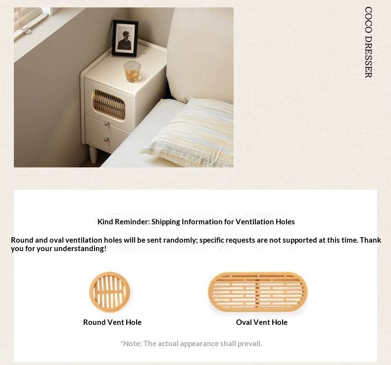 Solid Rubberwood Modern Cream Style Nightstand