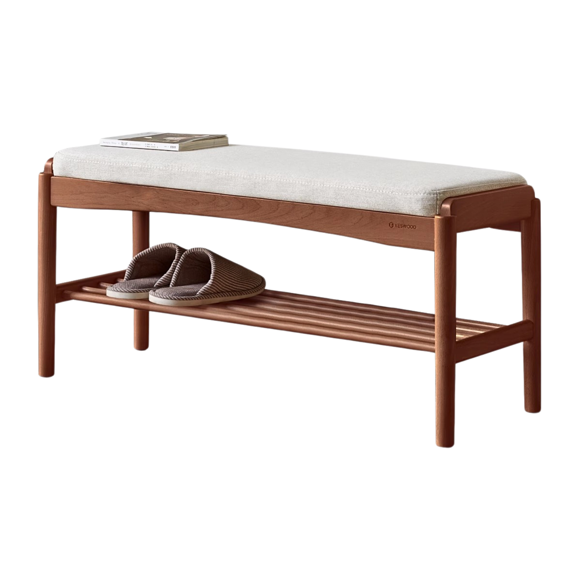 Back Walnut, Oak, Beech, Cherry Solid Wood Shoe Storage Bench
