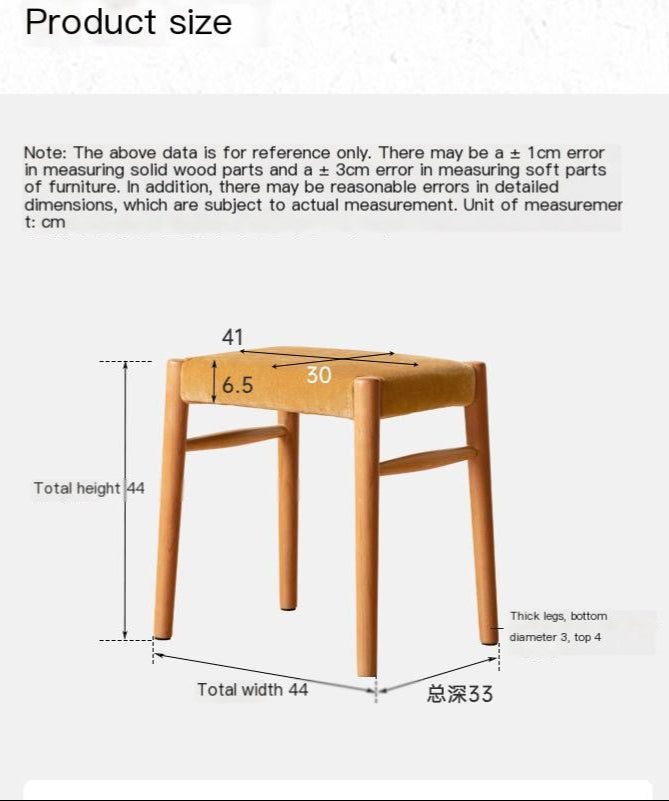 Oak Solid Wood Retro Makeup Stool