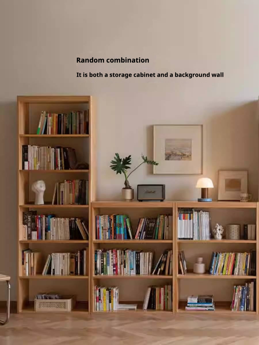 Oak Solid Wood Floor To Ceiling Bookshelves