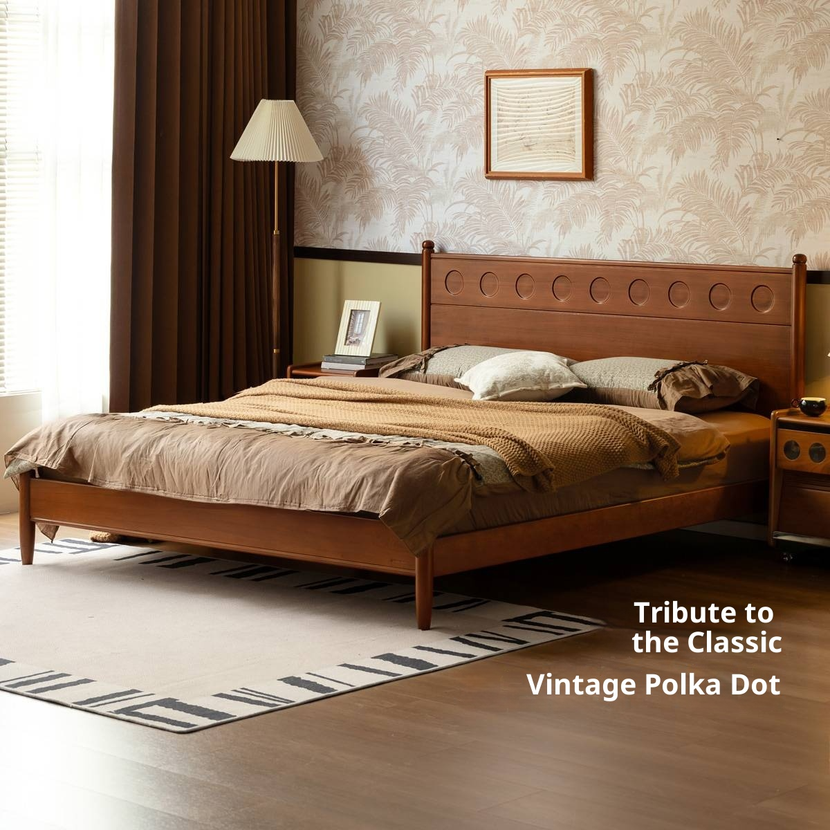 Poplar Solid Wood Bed, Bauhaus Vintage Style