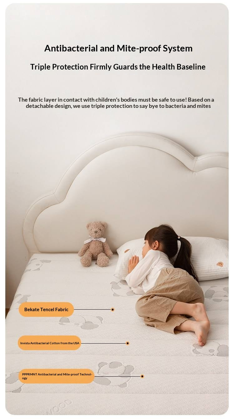 Children's Eco-Friendly Glue-Free Mattress — Panda Jute Spring, Coconut Fiber, Double Latex