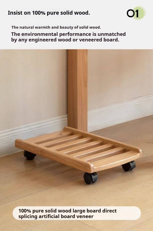 Solid RubberWood, Oak Solid Wood Mobile Computer Host Base Tray
