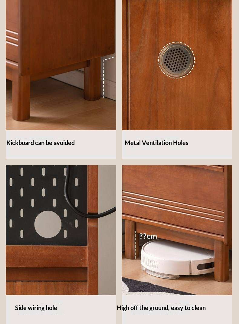 Poplar Solid Wood Vintage Style Sideboard with Dining Room Storage