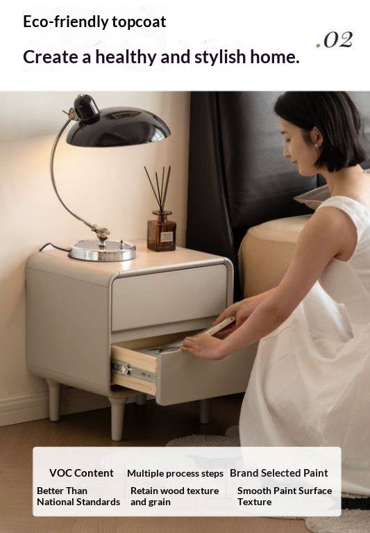 Solid RubberWood Nightstand Light Luxury.