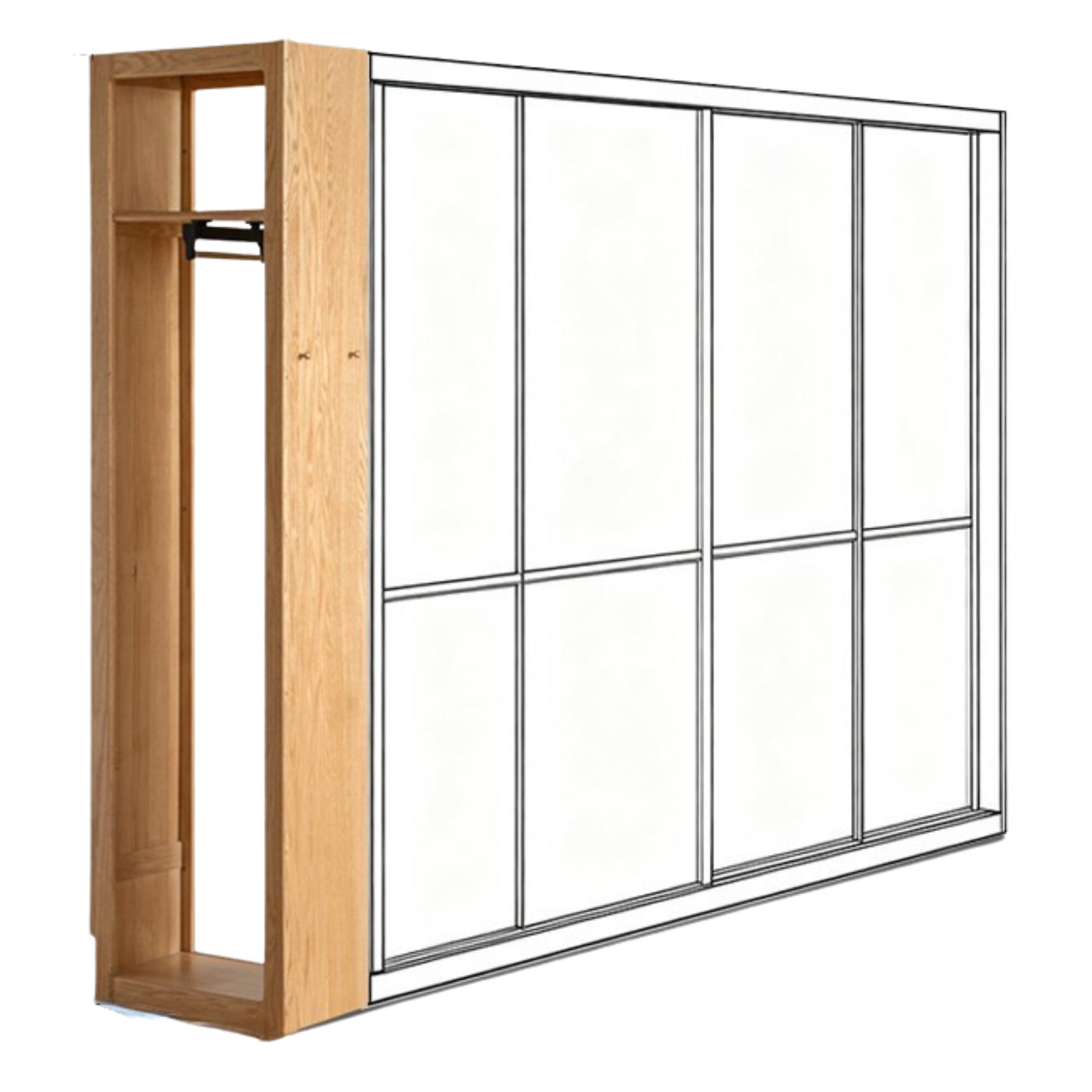 Oak Solid Wood Modern Corner Wardrobe