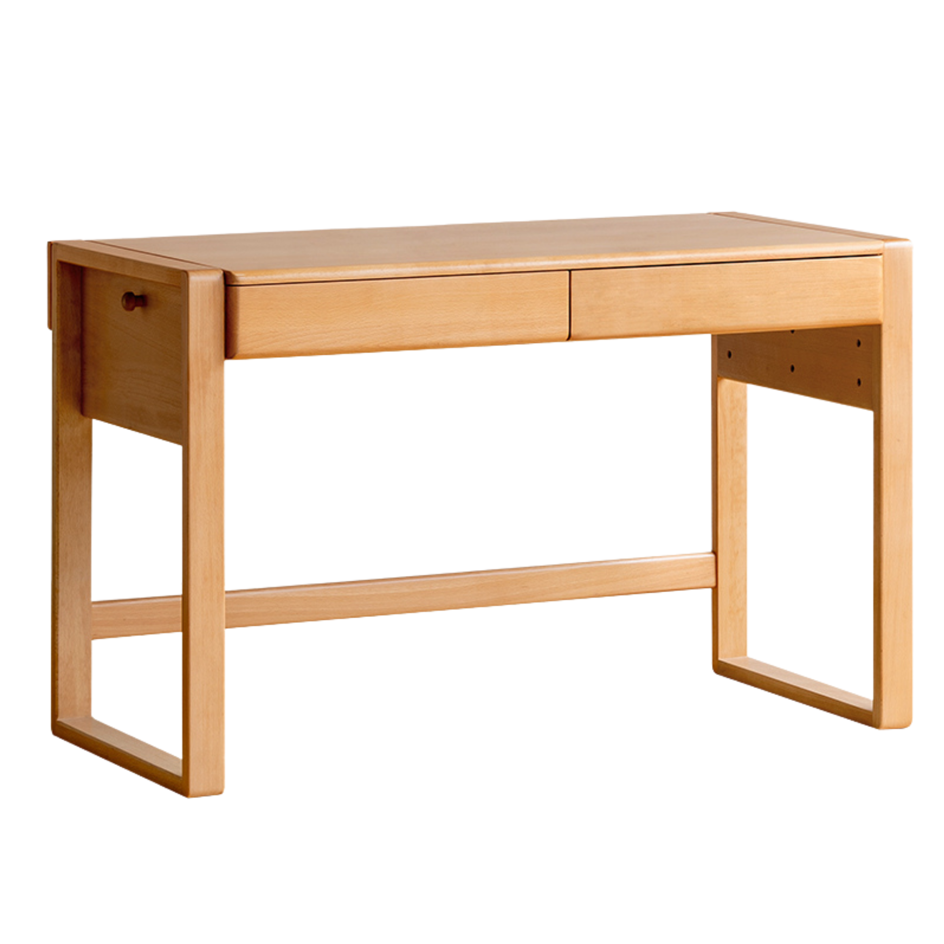 Beech Solid Wood Adjustable Height Children's Study Desk With Integrated Bookshelf