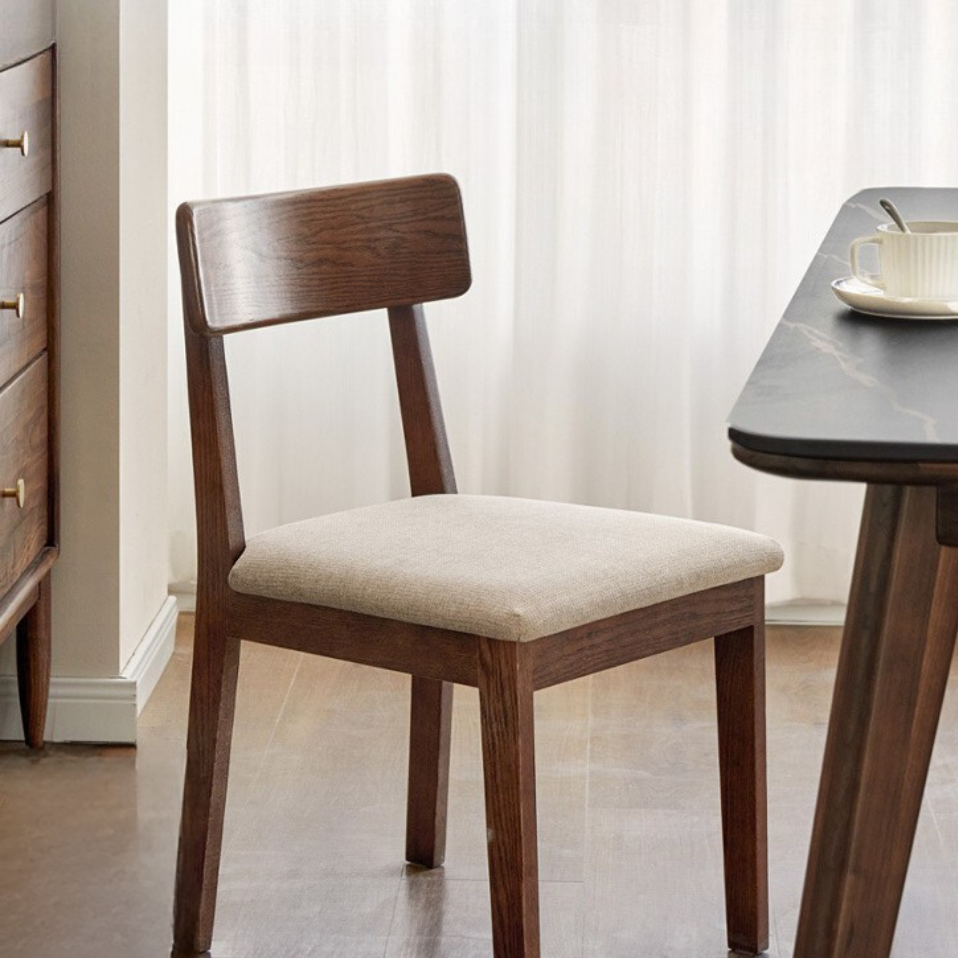 Set 4 pcs Black Walnut, Ash, Oak, Solid Rubberwood Chair