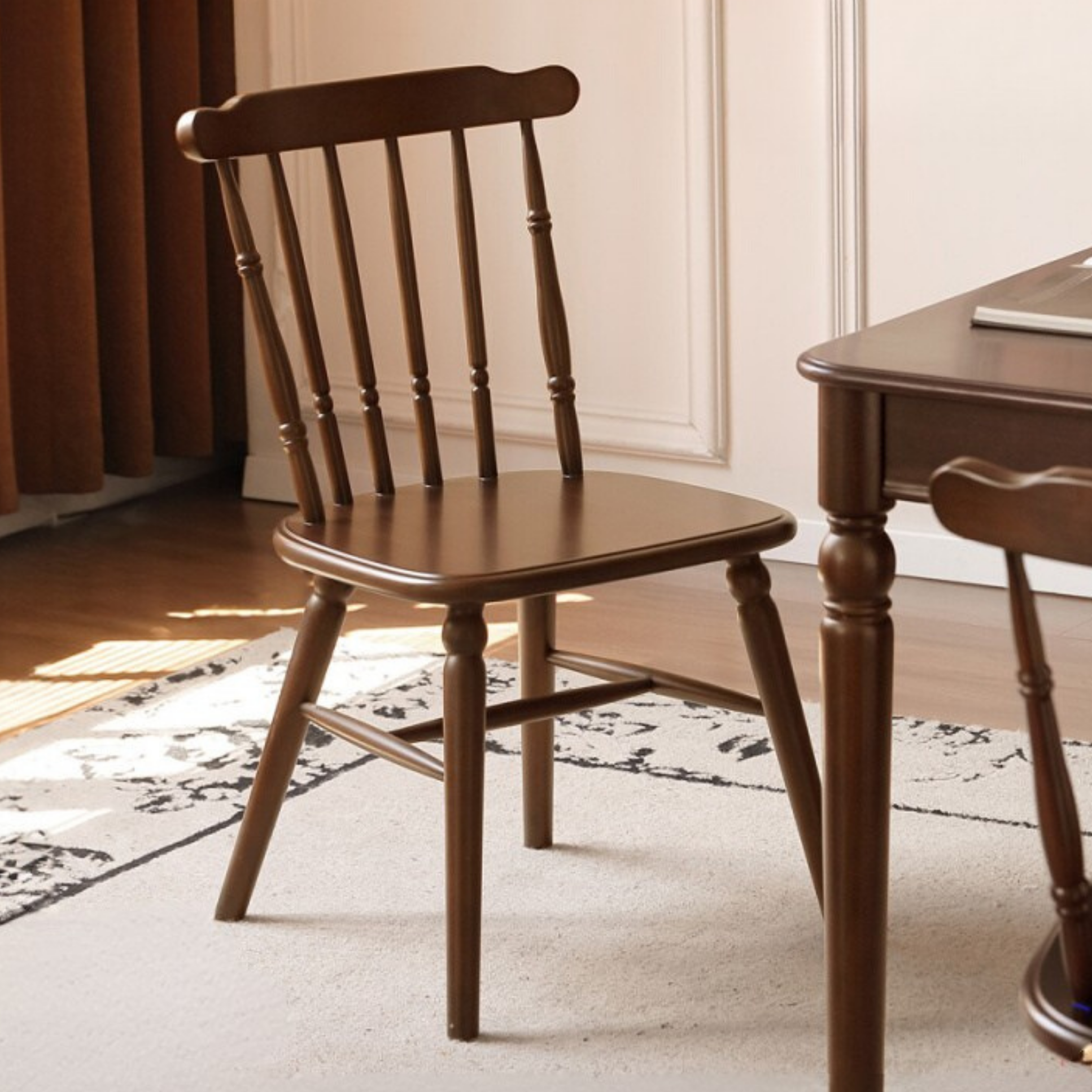 Set 4 pcs Black Walnut Solid Wood Dining Chair