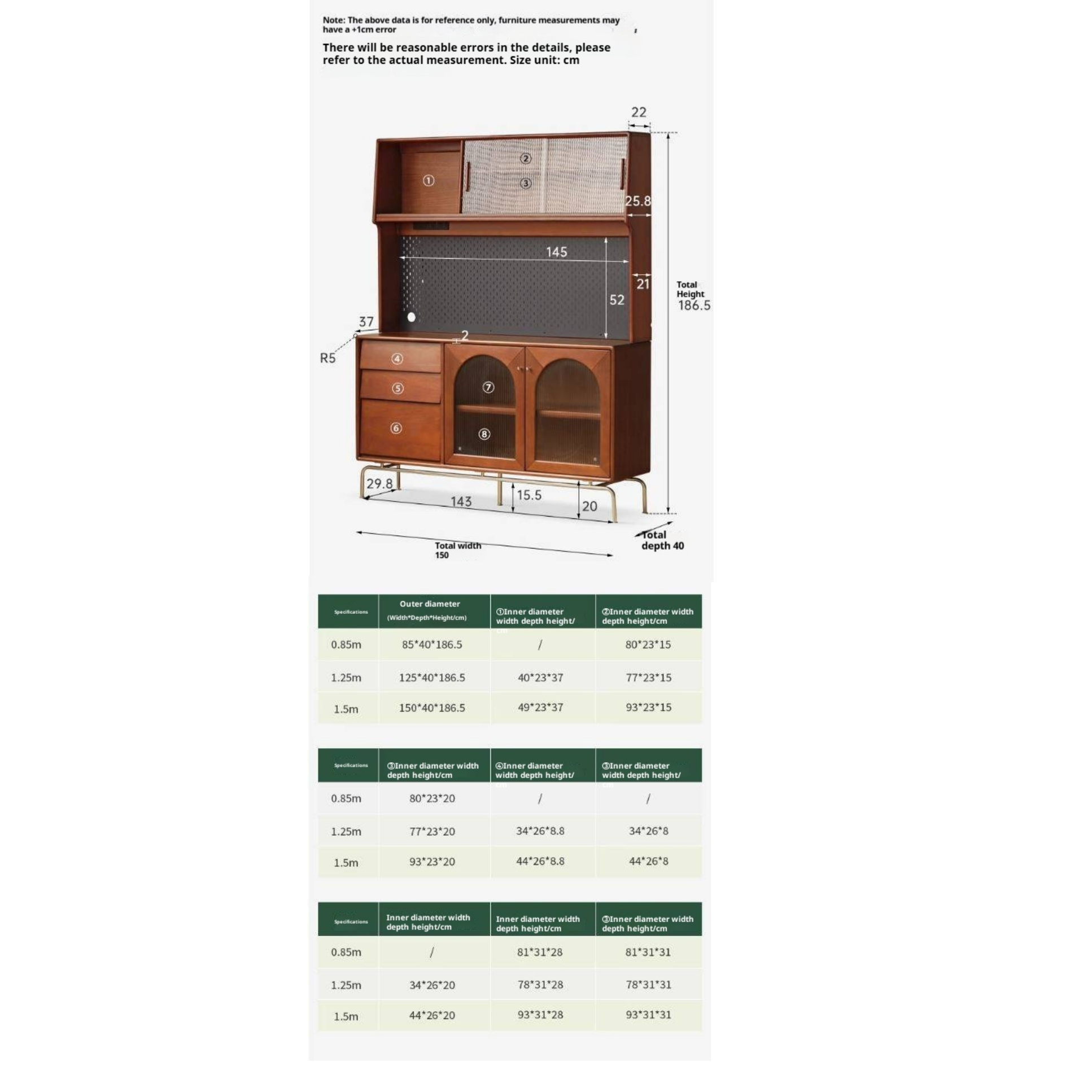 Poplar Solid Wood Style Retro Sideboard