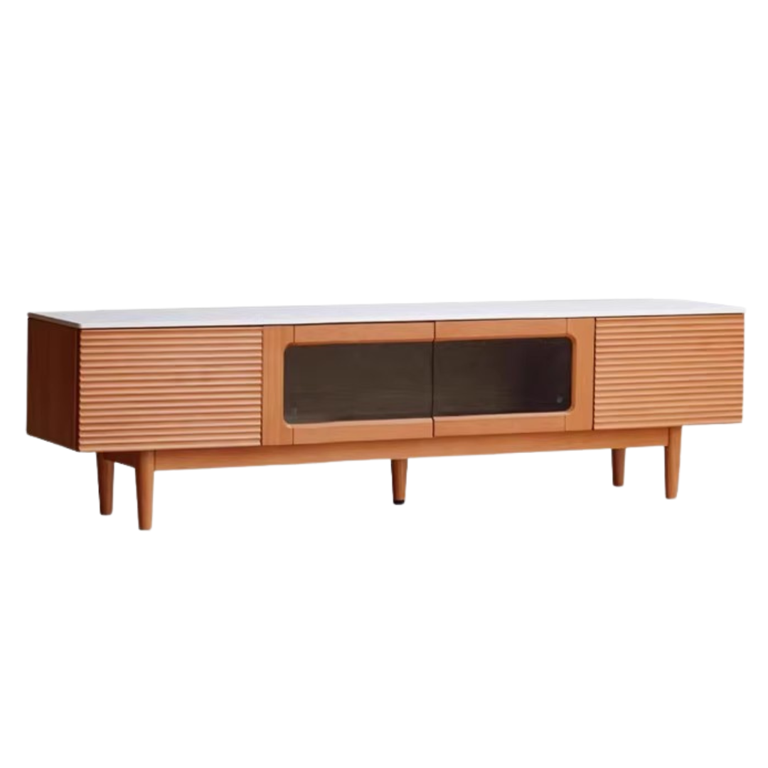 Pine, Cherry Solid Wood TV Cabinet, Rock Board.