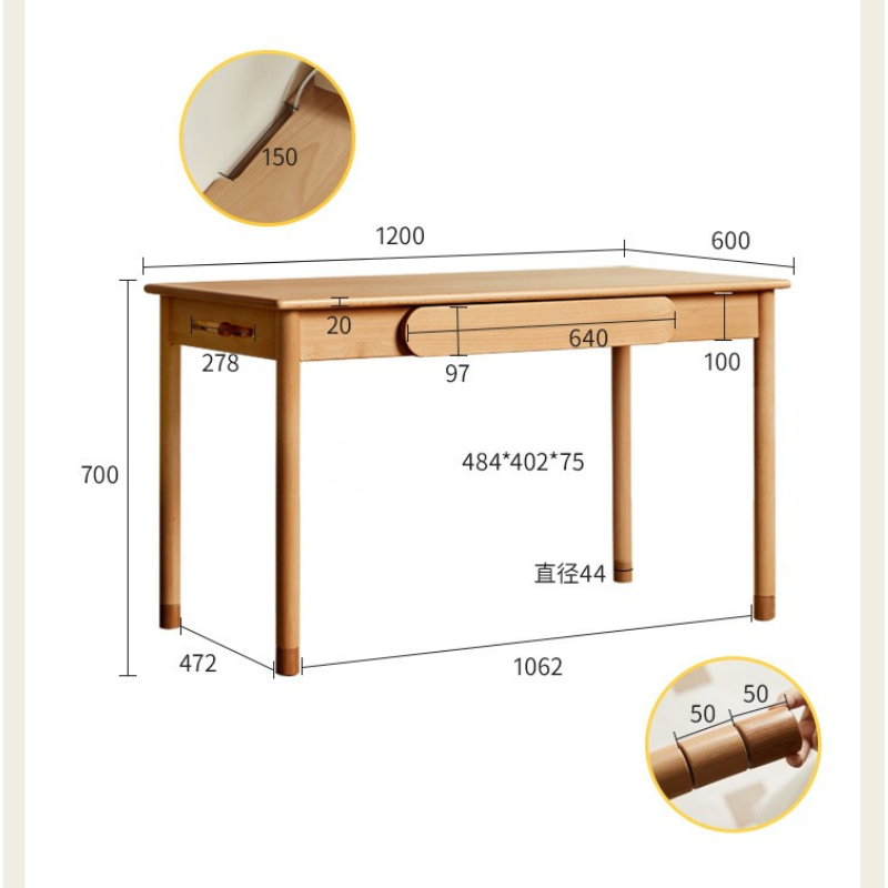 Beech Solid Wood Kids Study Table.