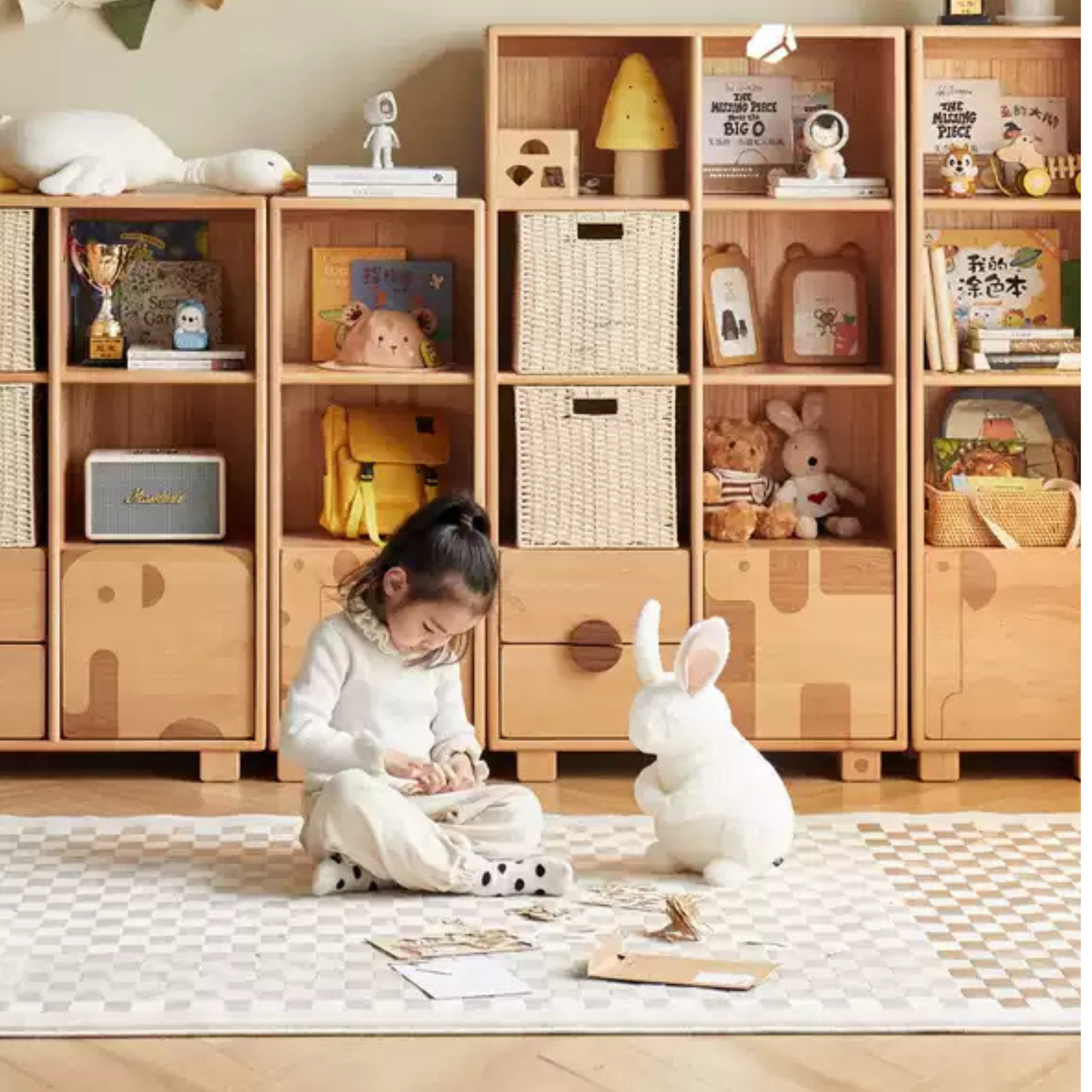 European Beech Solid Wood Combination Floor Kids Cabinet