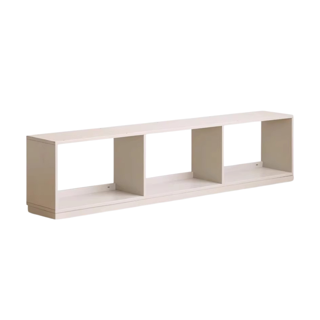 Oak Solid Wood Bookshelf Storage Rack Cream Style Full Wall Cabinet