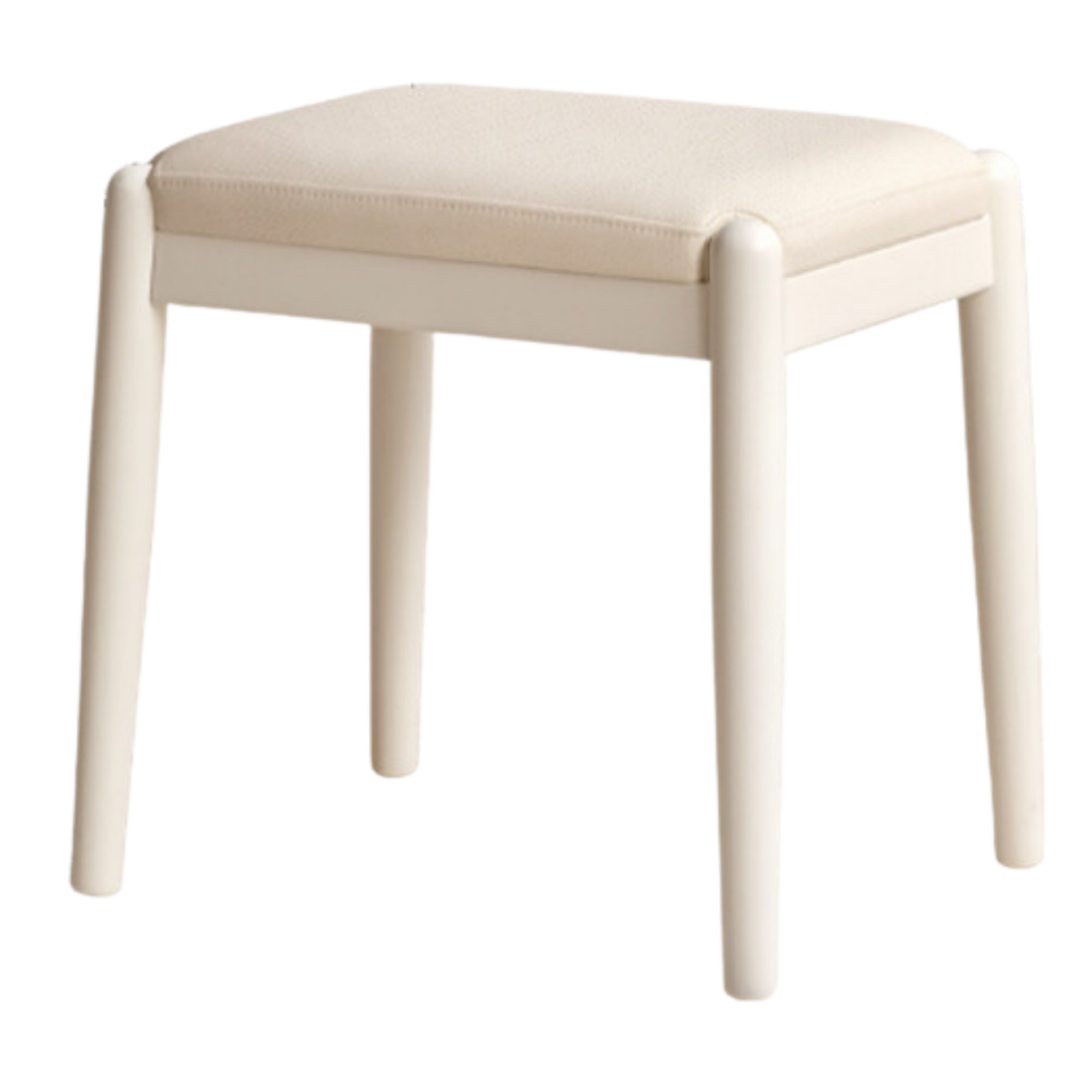 Birch Solid Wood, Solid Rubberwood Modern White Makeup Stool